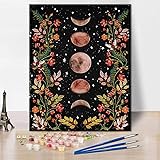 Paint by Numbers Moon Garden Surrounded by Vines and Flowers DIY Acrylic Painting Kit with Brushes Pigment Arts Craft Canvas Oil Painting Artwork for Kids Adults Beginners Wall Decor 16" x 20"