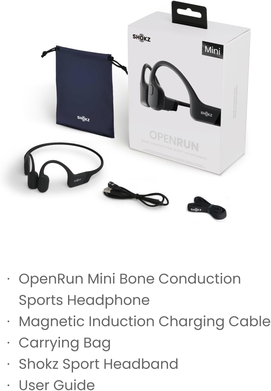 SHOKZ OpenRun Mini Bone Conduction Headphones, Open-Ear Bluetooth Sports Earphones with Mic, IP67 Waterproof Wireless Headset for Running, Workout, 8H Playtime Sport Headband-8