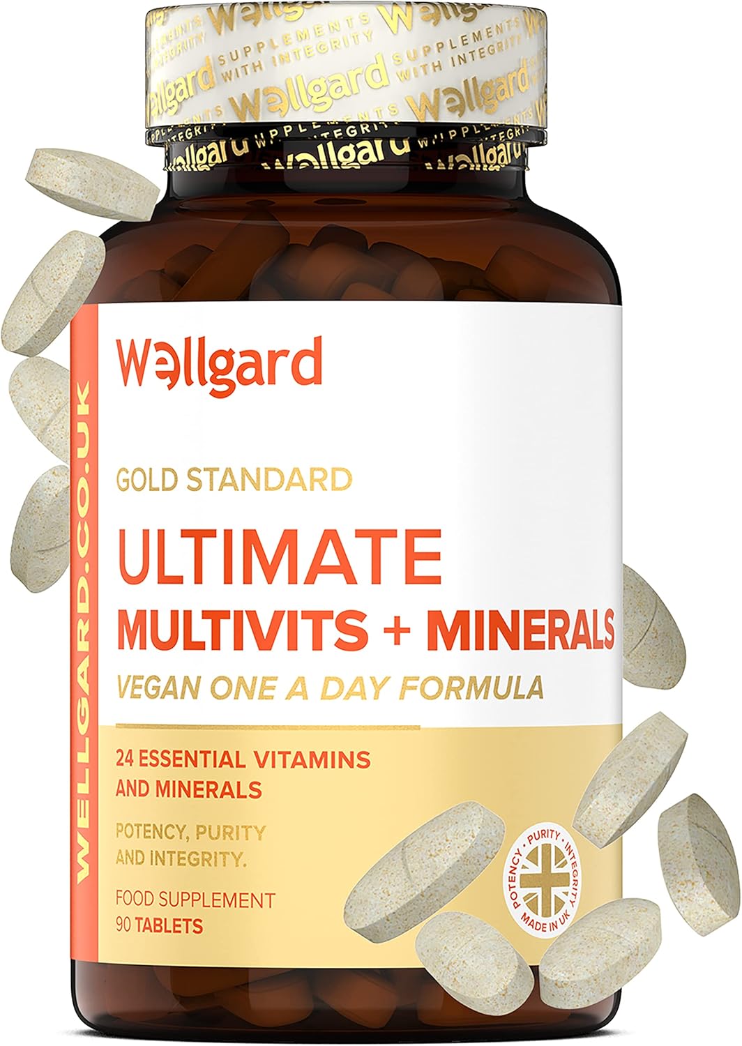 Vegan Multivitamins & Minerals by Wellgard - Vegan Multivitamin Tablets for Men and Women with 24 Essential Active Vitamins & Minerals, Made in UK-0