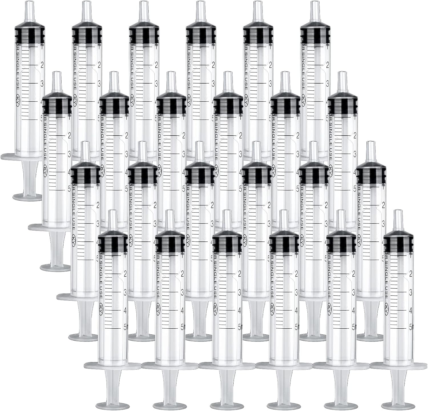 24 Pack 5ml Plastic Syringe with Measurement, Disposable Sterile Syringes, 5 ml Syringe for Liquids, Measuring Syringe Tools for Experimental Measurement, Pet Feeding and Plant Watering-0