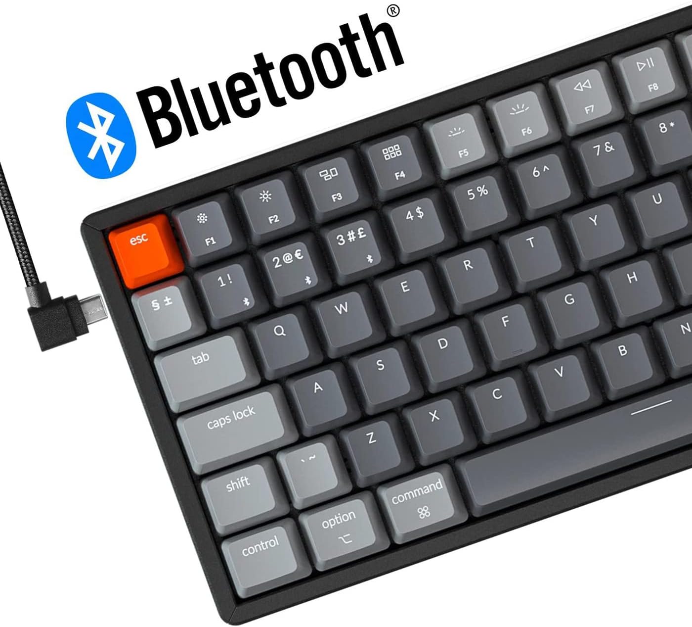 Keychron K4 Wireless Bluetooth/USB Wired Gaming Mechanical Keyboard, Compact 100 Keys ISO-UK-Layout RGB LED Backlit Gateron Brown Switch N-Key Rollover, Aluminum Frame for Mac Windows，Version 2-4