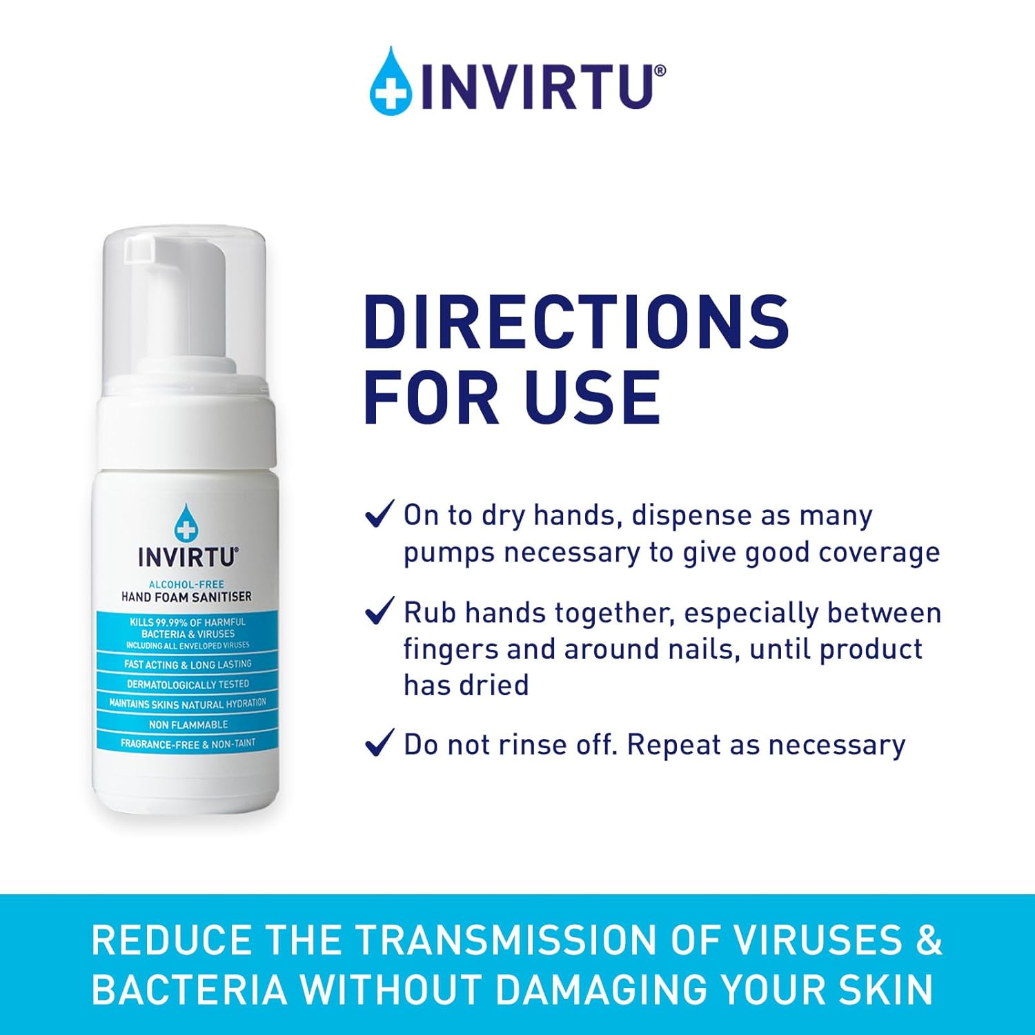 Byotrol INVIRTU Alcohol-free Hand Foam Sanitiser | Fragrance-Free Alcohol-Free & Non-Taint | 100ml-2