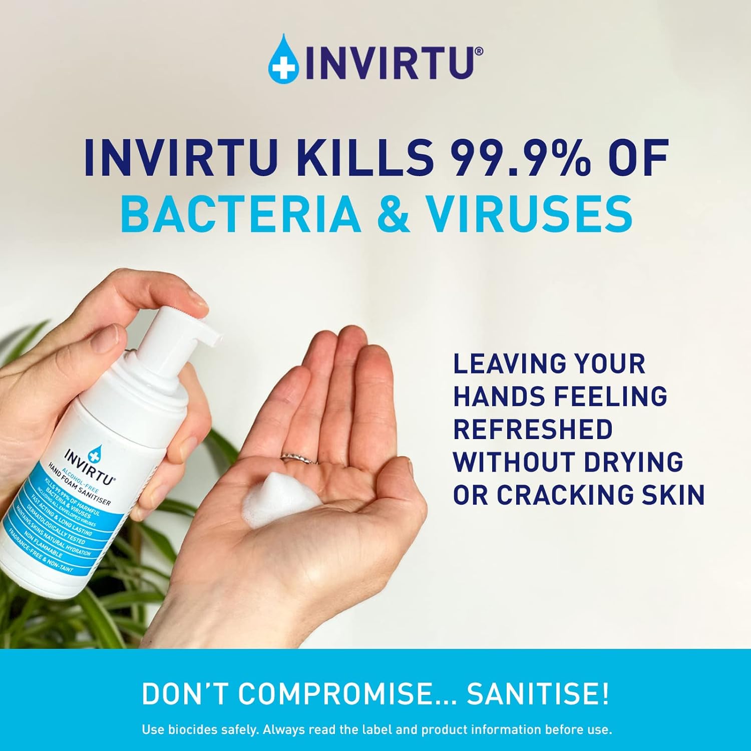 Byotrol INVIRTU Alcohol-free Hand Foam Sanitiser | Fragrance-Free Alcohol-Free & Non-Taint | 100ml-4