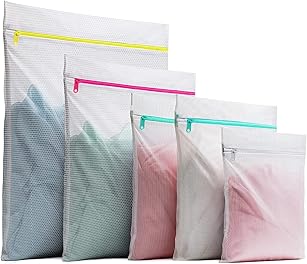 5pcs Laundry Bag with Zips, YOGINGO Mesh Laundry Bags for Washing Machine, Fine Mesh & Large Mesh Reuse Washing Bag for Laundry, for Delicates Blouse, Hosiery, Underwear, Bra, Lingerie, Baby Clothes