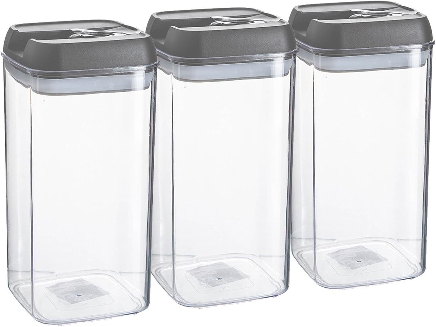 Argon Table Food Storage Containers with Airtight Flip Lock Lids - 1200ml - Grey - 3 Pack - Plastic Kitchen Storage Tupperware Pantry Food Organiser for Cereal, Oats, Sugar, Coffee, Biscuits, Tea-0