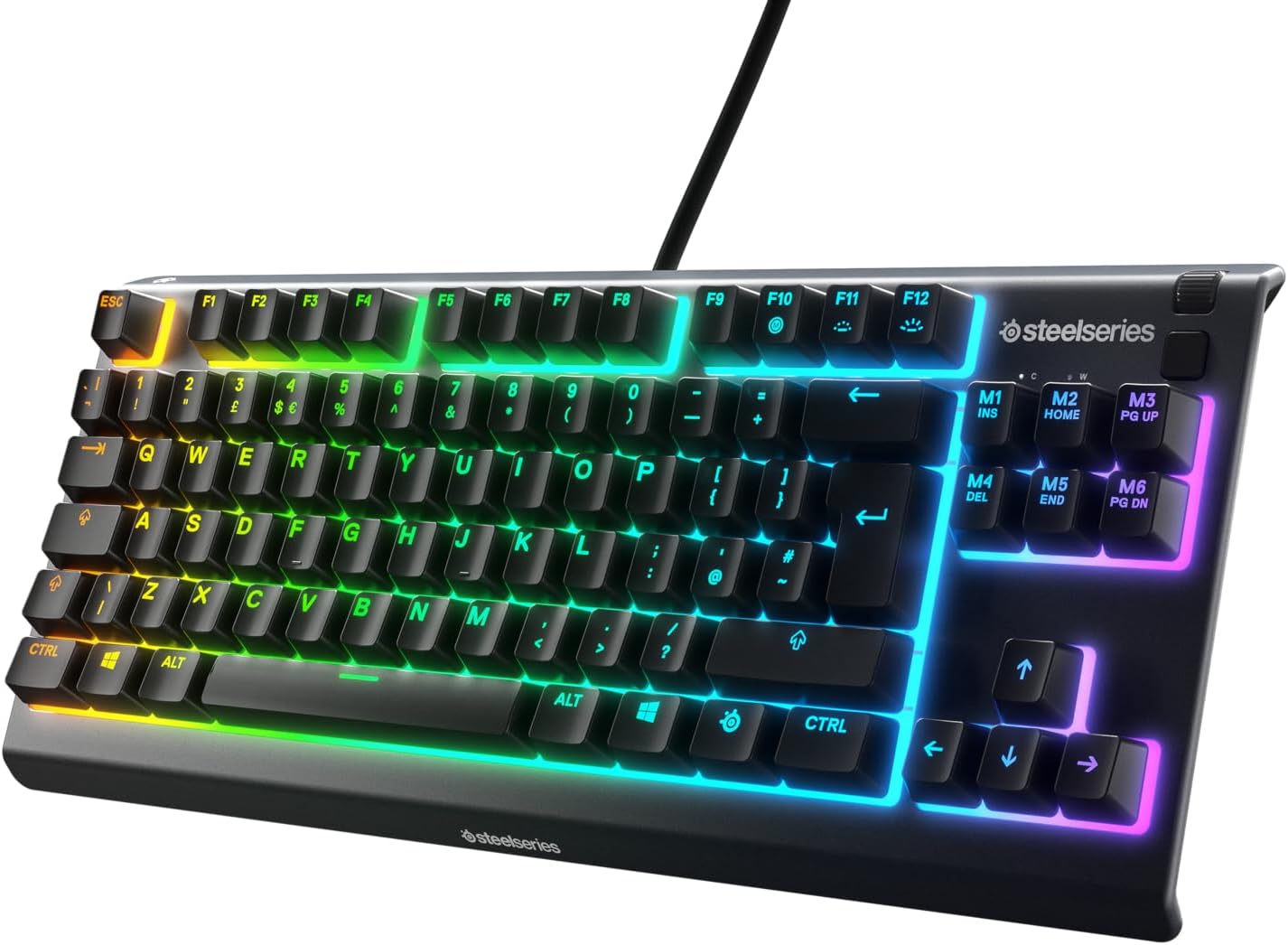 SteelSeries Apex 3 TKL - RGB Gaming Keyboard - Tenkeyless Compact Esports Form Factor - 8-Zone RGB Illumination - IP32 Water & Dust Resistant - English QWERTY Layout , Black-0