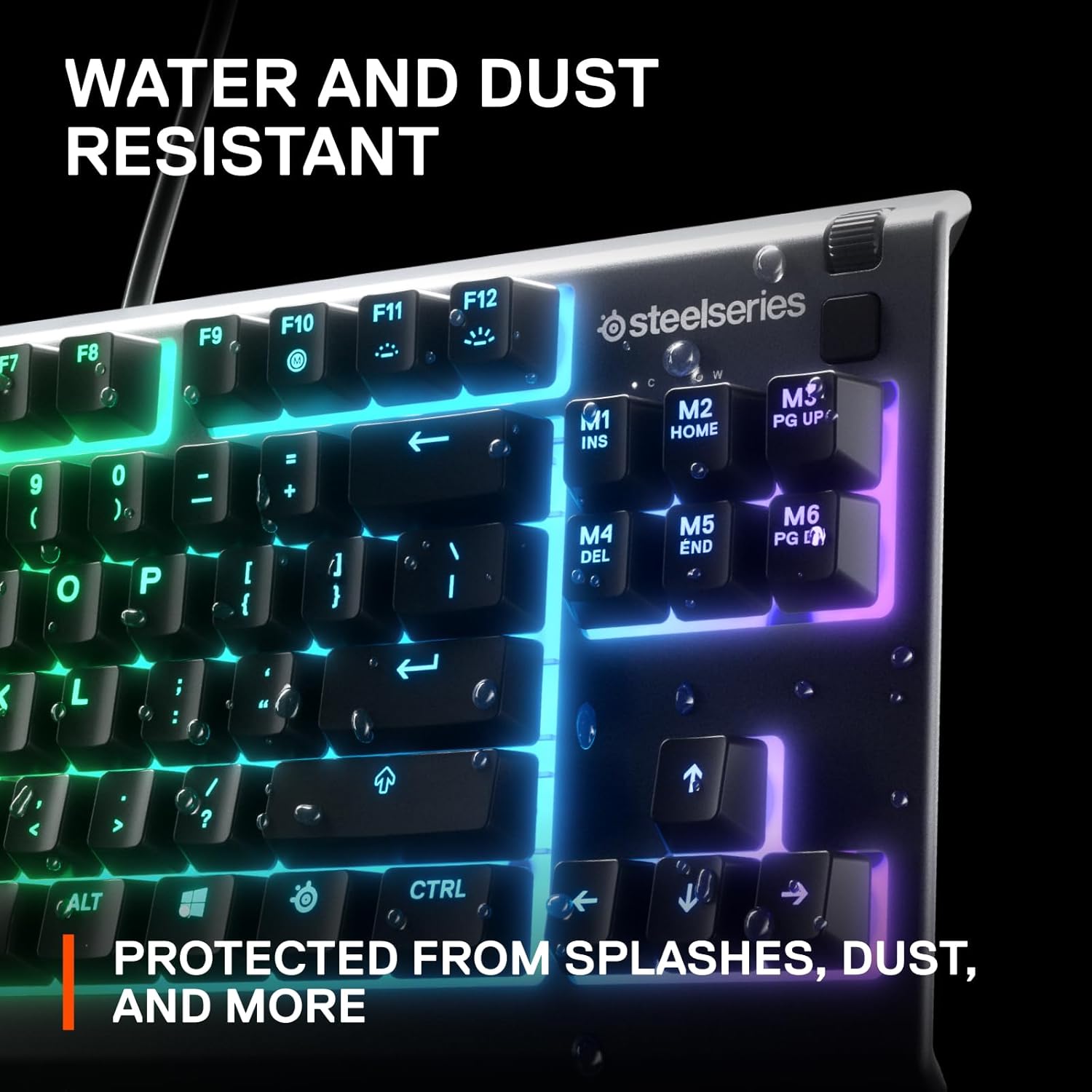 SteelSeries Apex 3 TKL - RGB Gaming Keyboard - Tenkeyless Compact Esports Form Factor - 8-Zone RGB Illumination - IP32 Water & Dust Resistant - English QWERTY Layout , Black-4