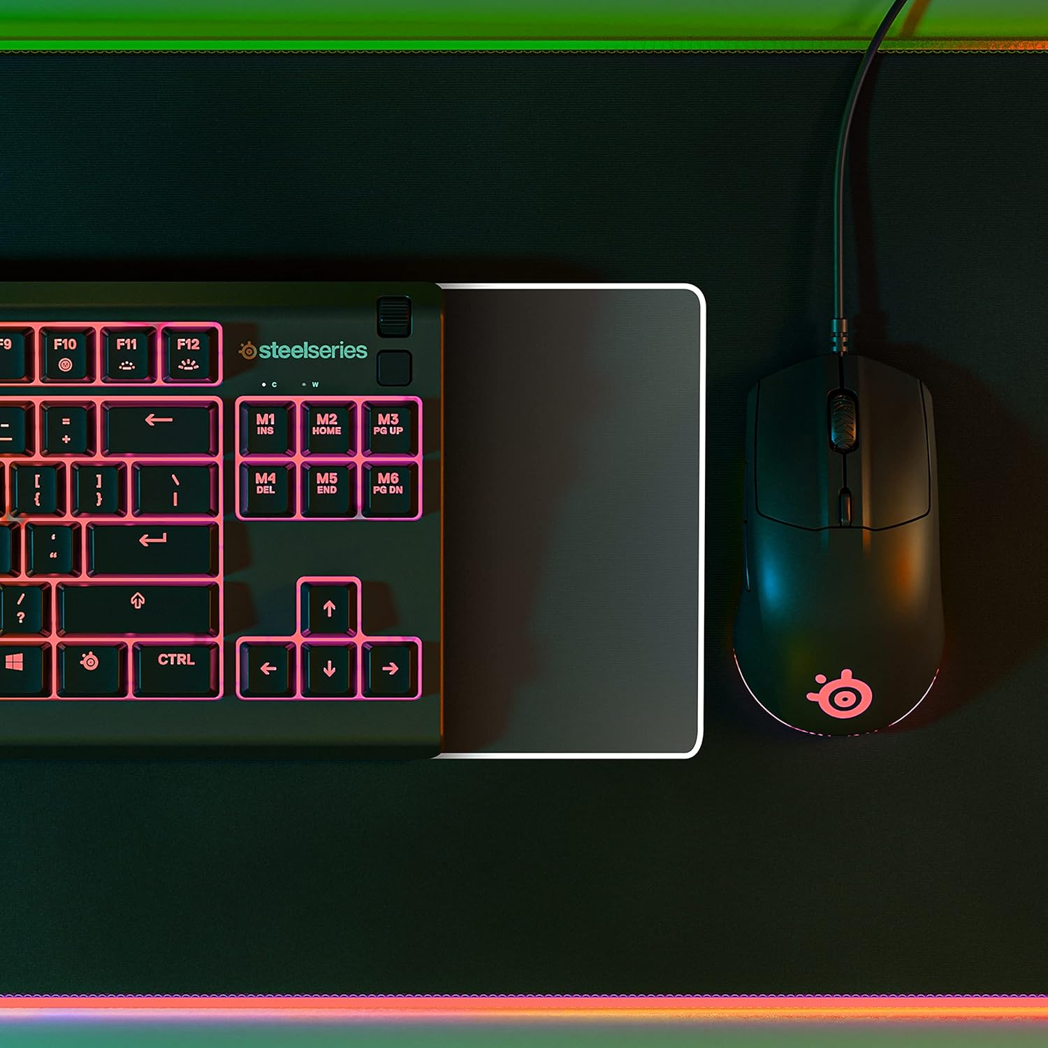 SteelSeries Apex 3 TKL - RGB Gaming Keyboard - Tenkeyless Compact Esports Form Factor - 8-Zone RGB Illumination - IP32 Water & Dust Resistant - English QWERTY Layout , Black-9