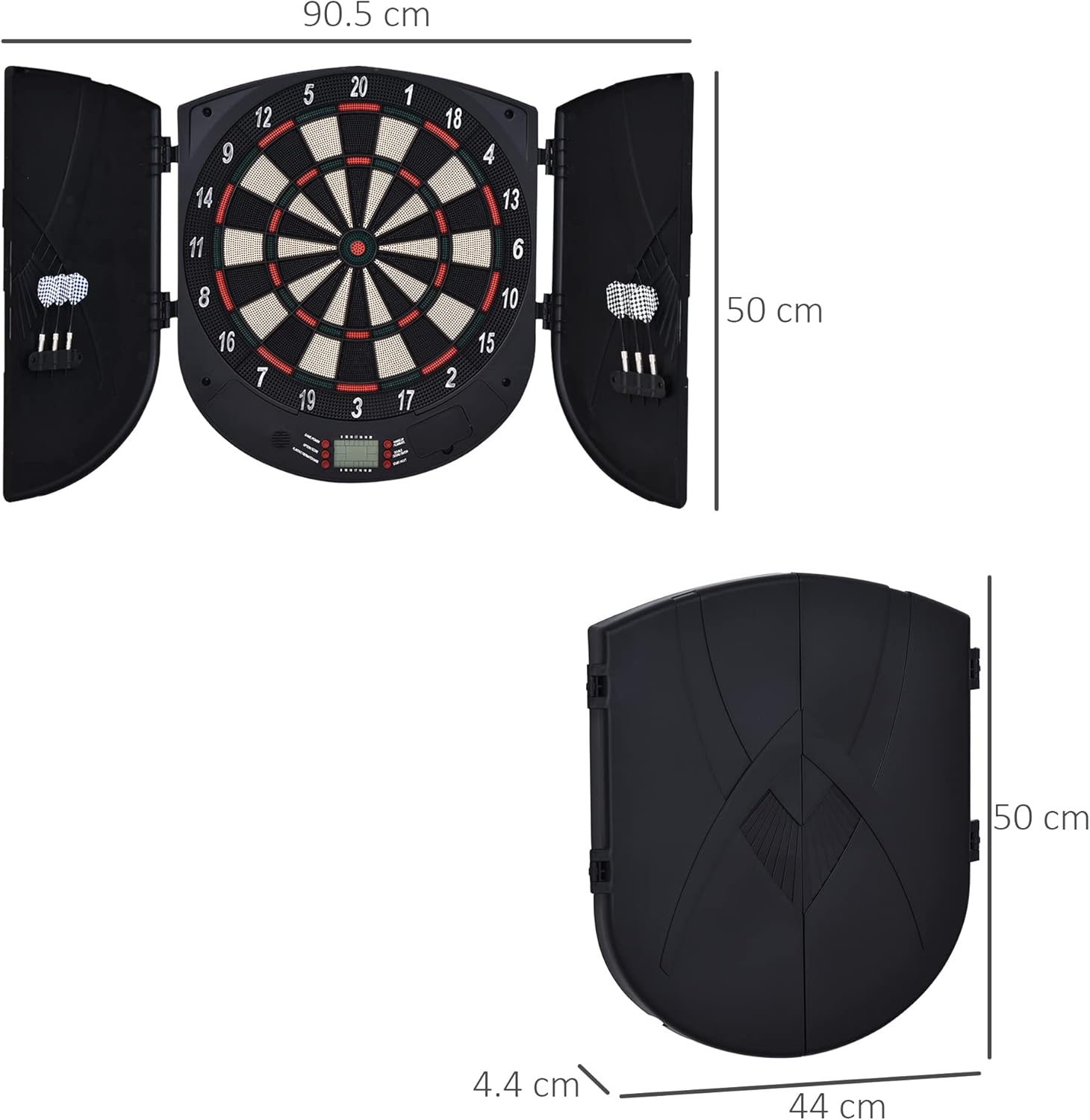 HOMCOM Electronic Dartboard Set 26 Games and 185 Variations with 6 Darts and Cabinet to Stroage Multi-Game Option Ready-to-Play-4