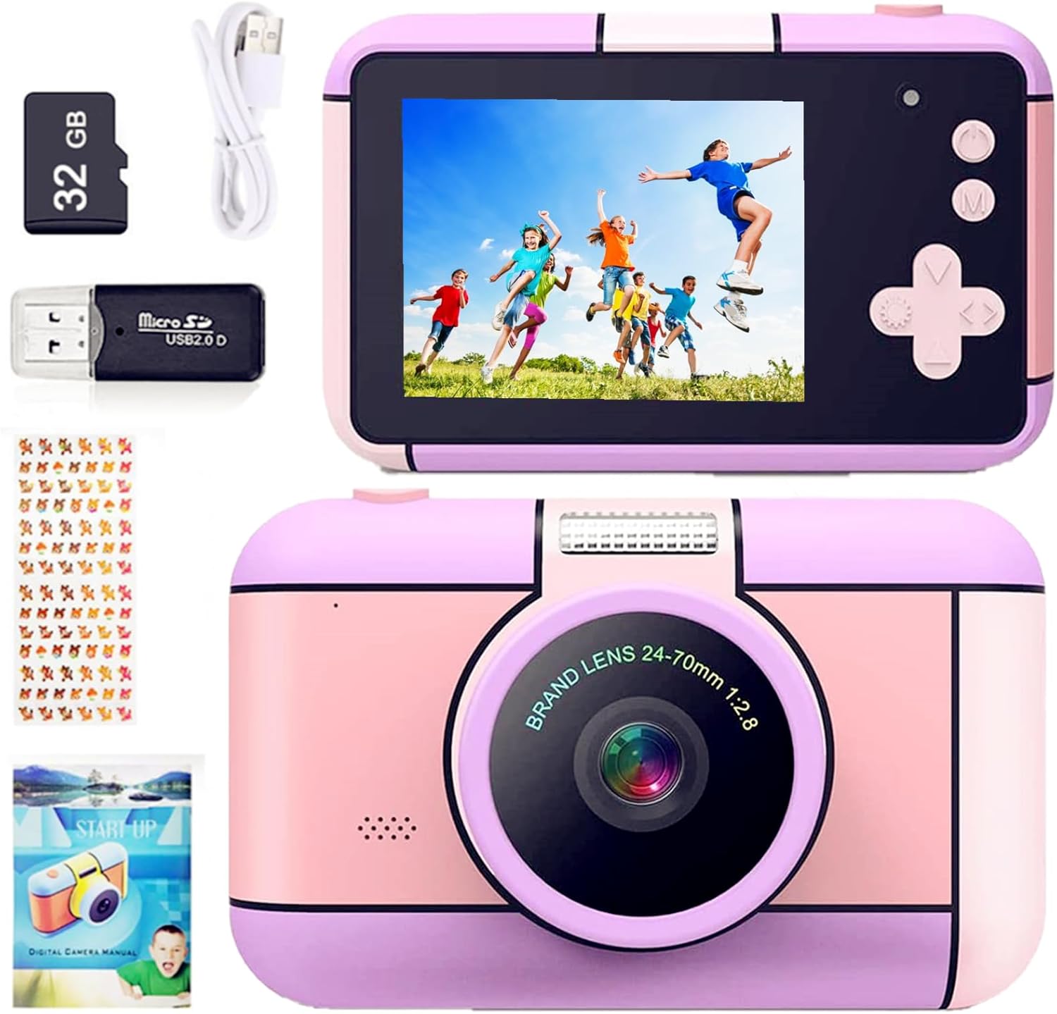 YunLone Kids Digital Camera Selfie Camera for Kids Children 3-10 Years 1080P FHD Video Camera Cam with 2.4” LCD, 32GB Card, 4X Zoom, Filters, Kids Camera Gift for Girls 3 4 5 6 7 8 9 10 Years (Purple)-0