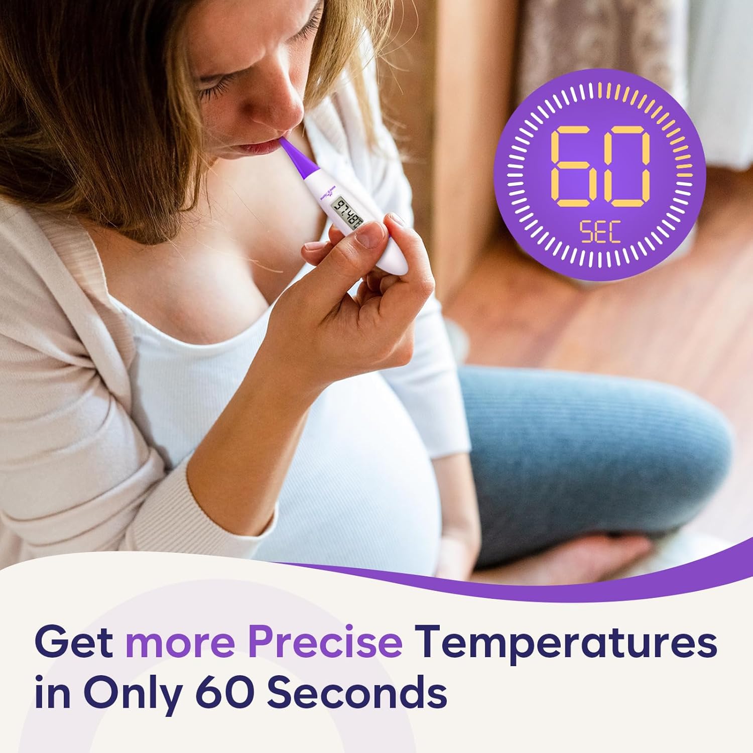 Ovulation Tracker Digital Basal Thermometer: Easy@Home BBT Thermometer for Fertility Prediction - Basal Body Thermometer for Accurate Temperature Monitoring with Premom App Purple DMT-3018-2