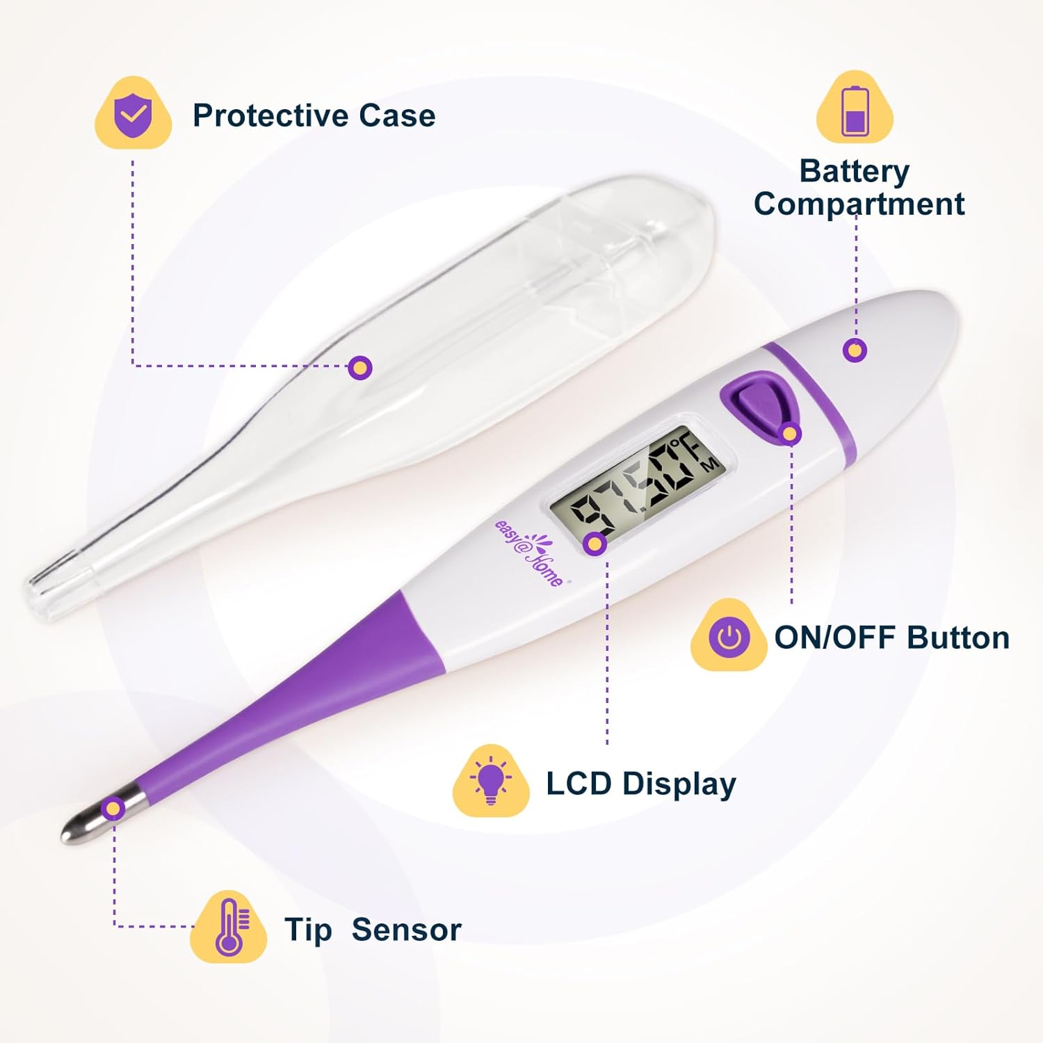 Ovulation Tracker Digital Basal Thermometer: Easy@Home BBT Thermometer for Fertility Prediction - Basal Body Thermometer for Accurate Temperature Monitoring with Premom App Purple DMT-3018-7