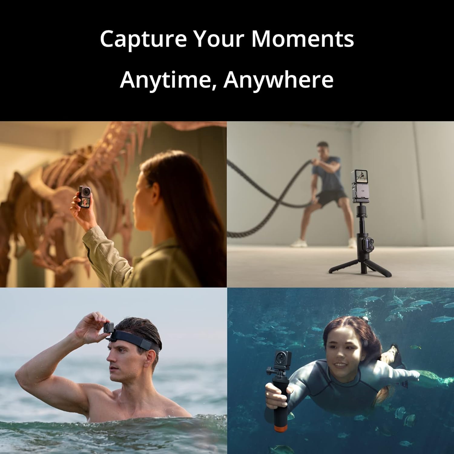 DJI Action 2 Power Combo (32GB) - Action Camera with Extended Battery Module, 155° FOV, Magnetic Attachments, Stabilization Technology, Waterproof Camera Ideal-3