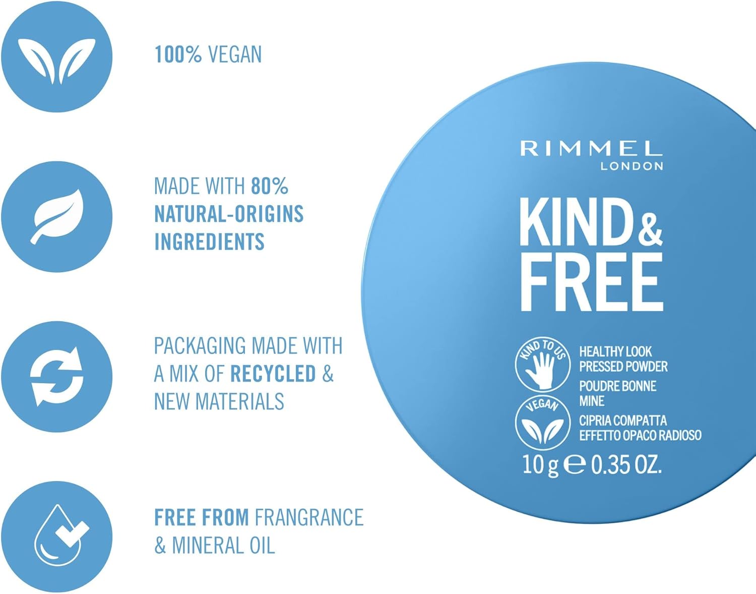 Rimmel Kind + Free Natural Finish Pressed Powder, Translucent 001-1