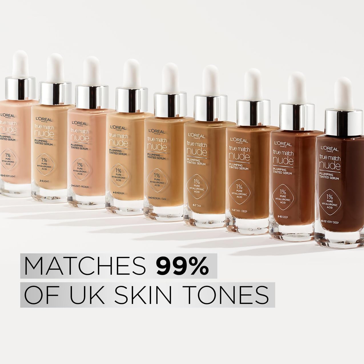 L'Oreal Paris True Match Tinted Serum Foundation, 1% Hyaluronic Acid, Hydrating Formula, Replumps Skin in 1 Hour for a Natural Glowing Finish, 30 ml, Shade 4-5 Medium-6