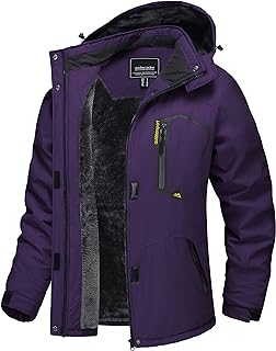 TACVASEN Women's Waterproof Jacket Winter Skiing Outdoor Walking Fleece Coat with Detachable Hood