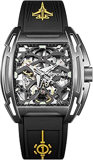 CIGA Design Automatic Mechanical Watch - Z Series Aircraft Carrier Edition Skeleton Titanium Wristwatch Tonneau Sapphire Crystal for Men with Silicone Strap and Gift Box