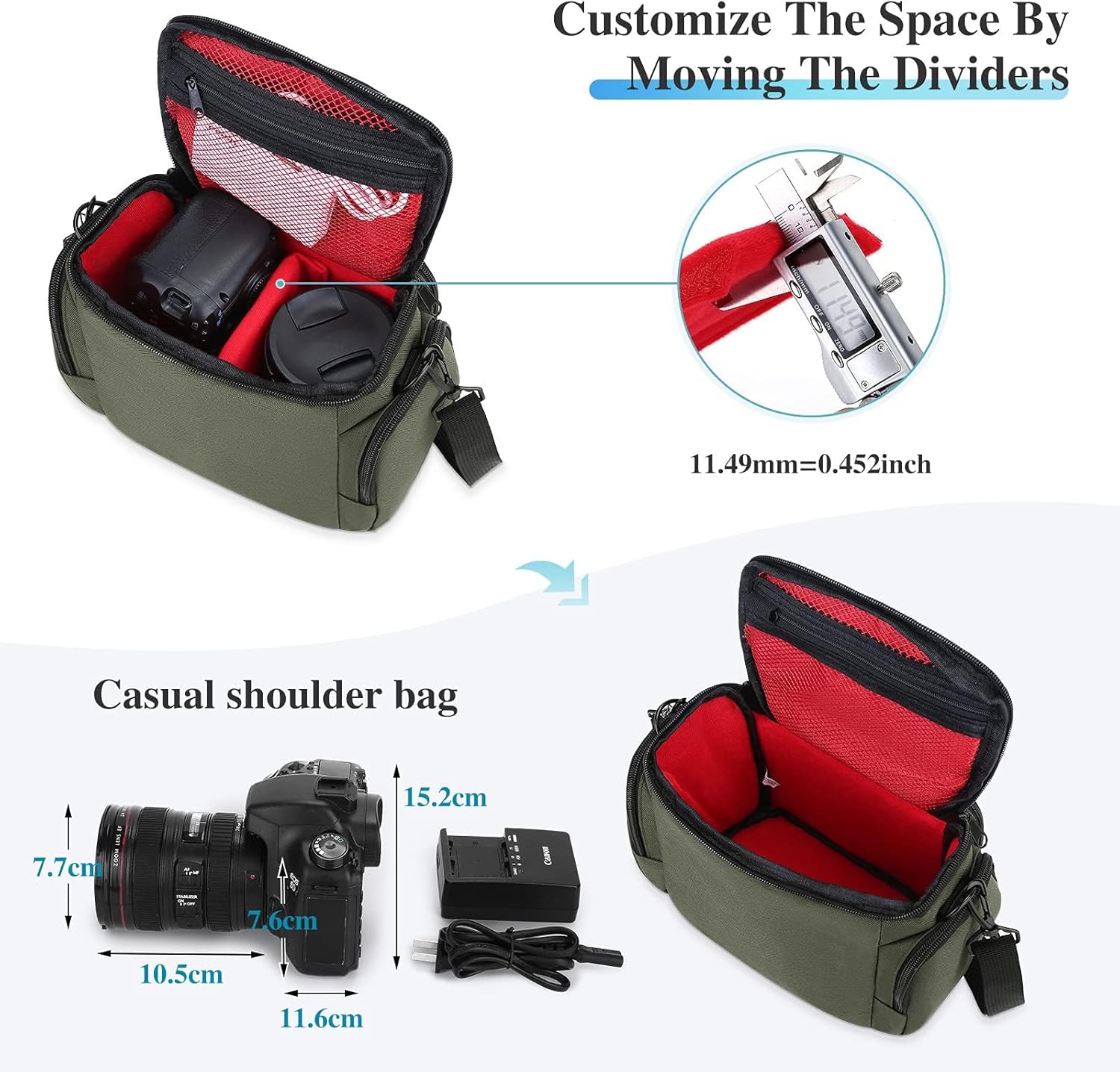 UBORSE DSLR Camera Shoulder Bag Waterproof Portable Anti-Shock Digital Camera Case Compatible Protector for DSLR SLR Camera Lens Accessories-3