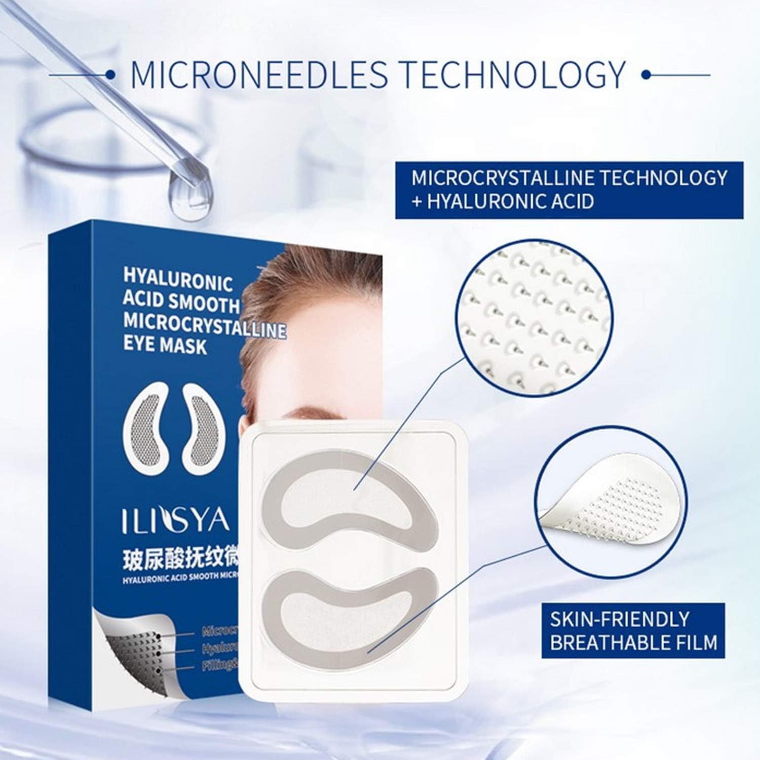 Micro Needle Eye Patches with Hyaluronic Acid Microneedle Eye Mask for Fine Lines Wrinkles Smile Lines Dark Circles Eye Treatment-2 pairs (4 pieces)-3