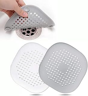 2 Pcs Silicone Drain Protector with Sucker, Sink Strainer Protector, Shower Drain Covers Hair Catcher, Strainer Plug Trap Filter for Bathroom, Bathtub, Kitchen