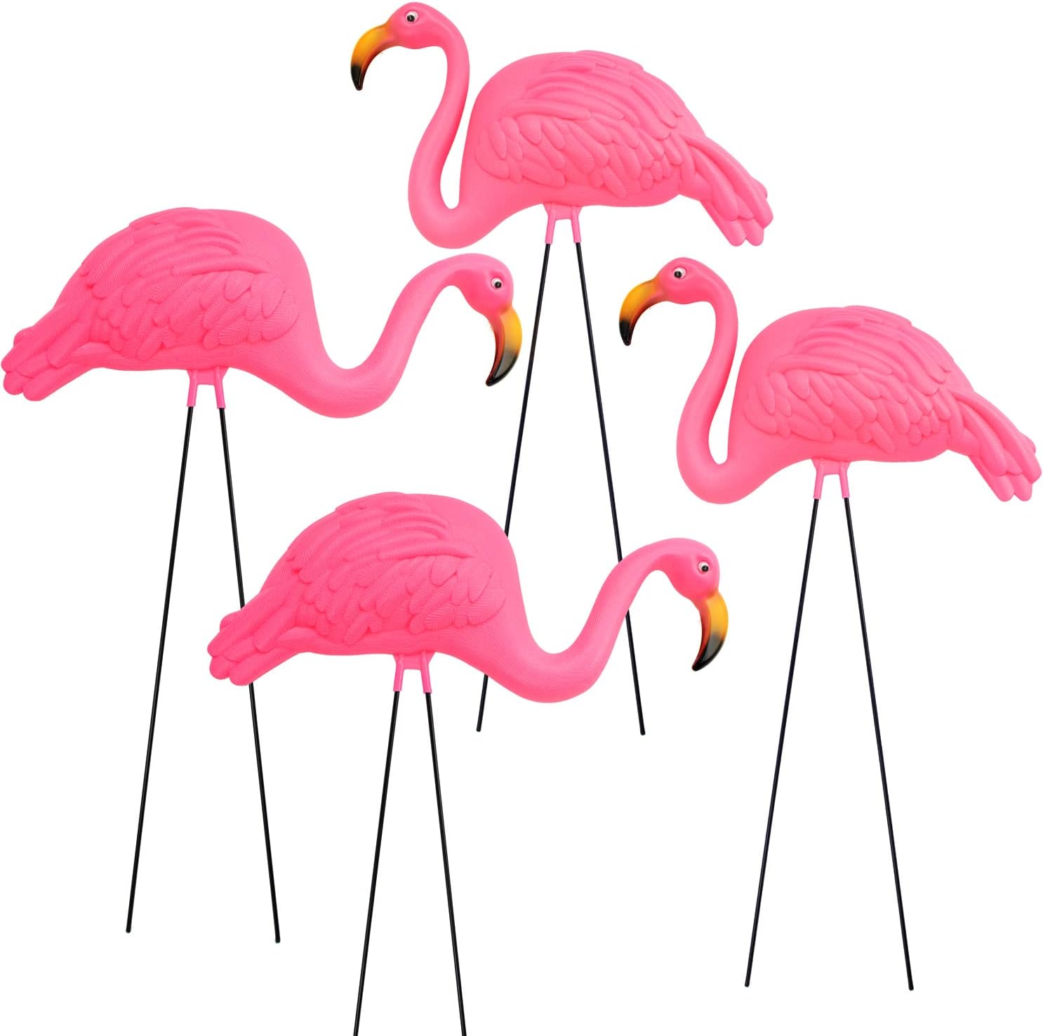 GiftExpress Large Bright Pink Flamingo Yard Ornament/Flamingo Garden Statue/Pink Flamingo Garden Yard Decor (Pack of 4)-0