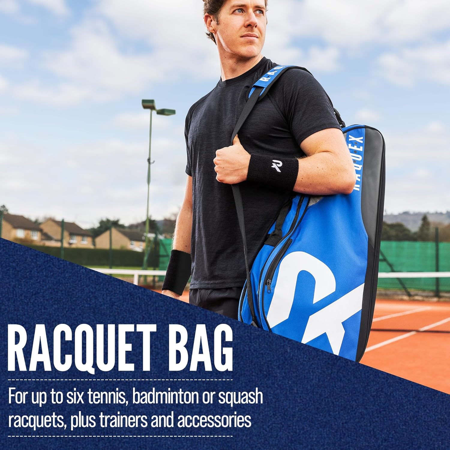 Raquex Tennis Bag - Racket Bag for Tennis, Badminton & Squash Racquets. Blue, Black or Magenta. Badminton Bag, Holds up to 6 Racquets + Accessories + Trainers-1