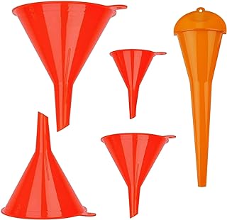 xinsheng Universal Funnel 5-part Set ,1Plastic Funnel Gasoline Engine Funnel Long Mouth Funnel for Car Motorcycles ,4 Mini Filling Funnel for Kitchen or Workshop - Oil Funnel