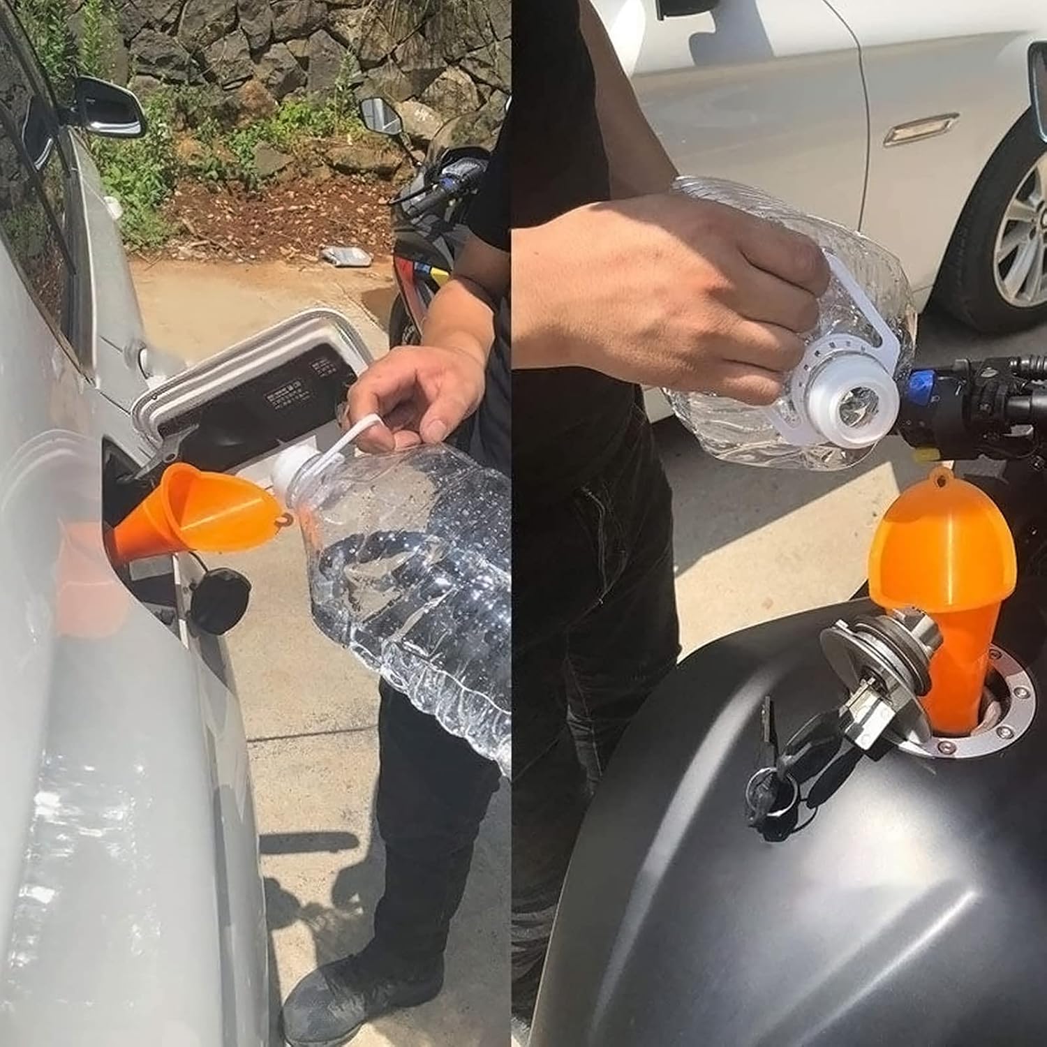 xinsheng Universal Funnel 5-part Set ,1Plastic Funnel Gasoline Engine Funnel Long Mouth Funnel for Car Motorcycles ,4 Mini Filling Funnel for Kitchen or Workshop - Oil Funnel-5