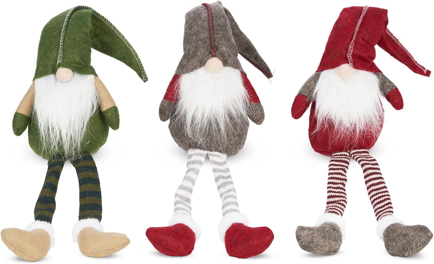 SA Products Christmas Gonks Gnomes - Plush Hanging Santa Elf Ornaments for Home Office Decoration - Handmade Table Windowsill Bookshelf Fireplace Mantle Xmas Decor & Novelty Tree Topper 3-Piece Bundle-1