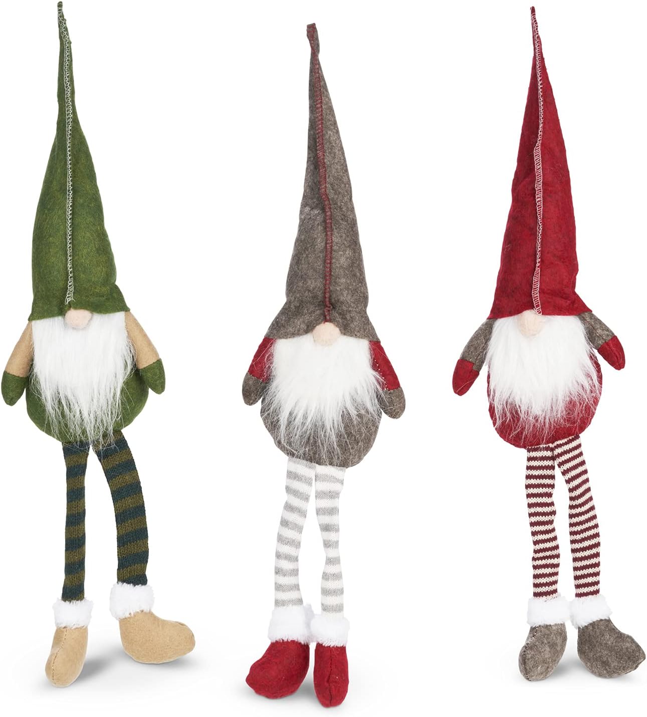 SA Products Christmas Gonks Gnomes - Plush Hanging Santa Elf Ornaments for Home Office Decoration - Handmade Table Windowsill Bookshelf Fireplace Mantle Xmas Decor & Novelty Tree Topper 3-Piece Bundle-2