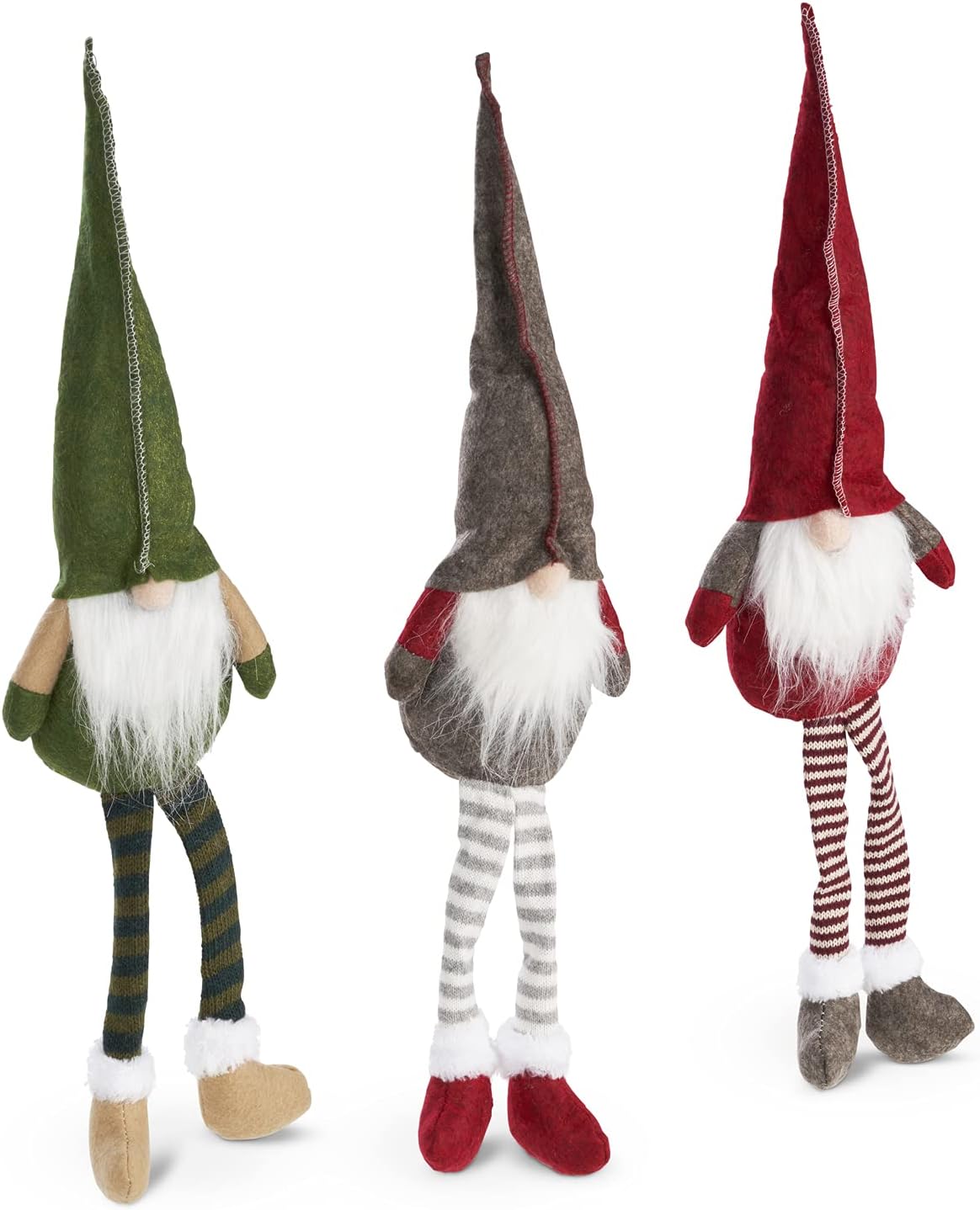 SA Products Christmas Gonks Gnomes - Plush Hanging Santa Elf Ornaments for Home Office Decoration - Handmade Table Windowsill Bookshelf Fireplace Mantle Xmas Decor & Novelty Tree Topper 3-Piece Bundle-5