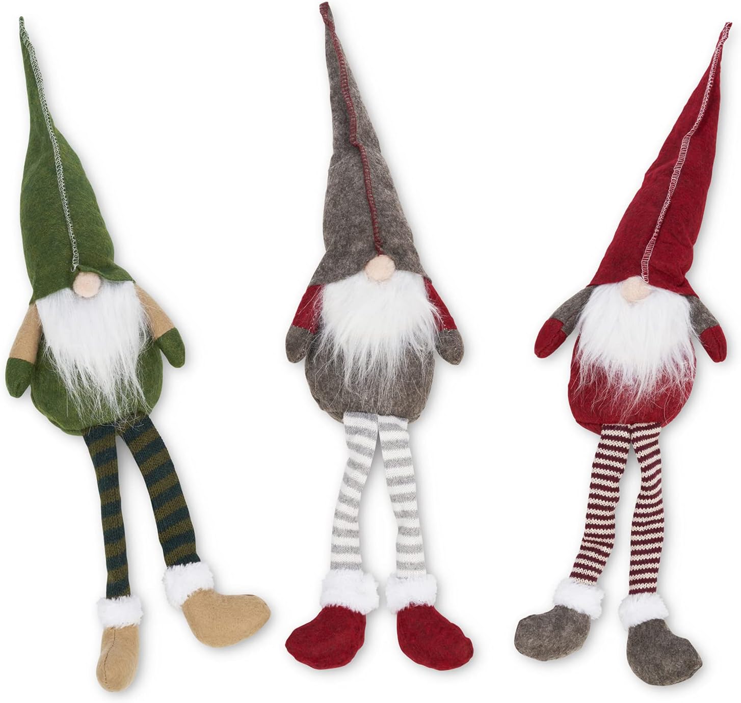 SA Products Christmas Gonks Gnomes - Plush Hanging Santa Elf Ornaments for Home Office Decoration - Handmade Table Windowsill Bookshelf Fireplace Mantle Xmas Decor & Novelty Tree Topper 3-Piece Bundle-6