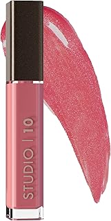 Studio 10 Lip Perfecting Plumping Lip Gloss - Supercharged Lip Gloss & Treatment - Feather-light, Non-sticky, and Long-lasting Shine - Pink Lip Plumper