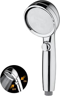 Ibergrif M20223 High Pressure Shower Head, Push Button Hand Shower, Water Saving Shower Head, Easy to Clean and Install, Chrome