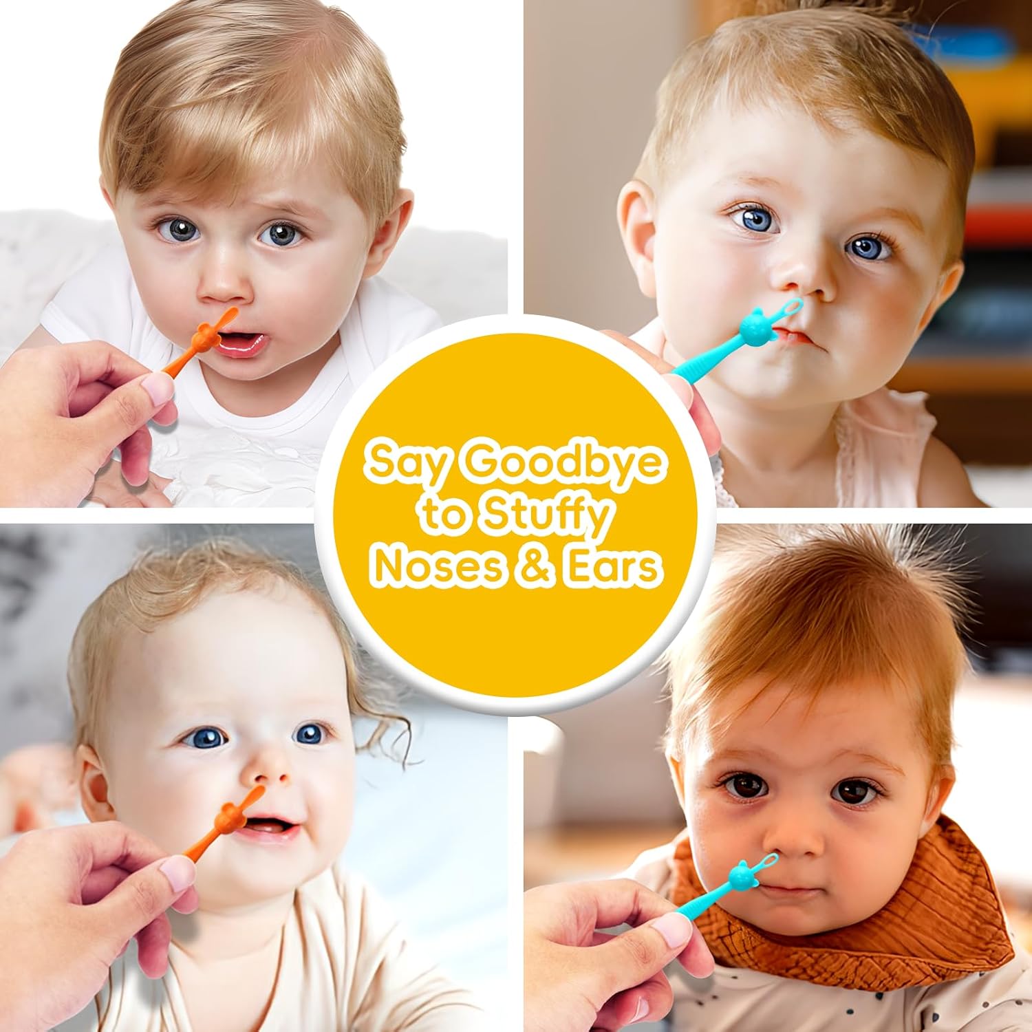 Qunlions life The Safe Baby Nasal Booger and Ear Cleaner - Baby Shower Registry Essential | Easy Baby Nose Cleaner Gadget for Infants and Toddlers | Dual Earwax and Snot Removal - 2 PC-5