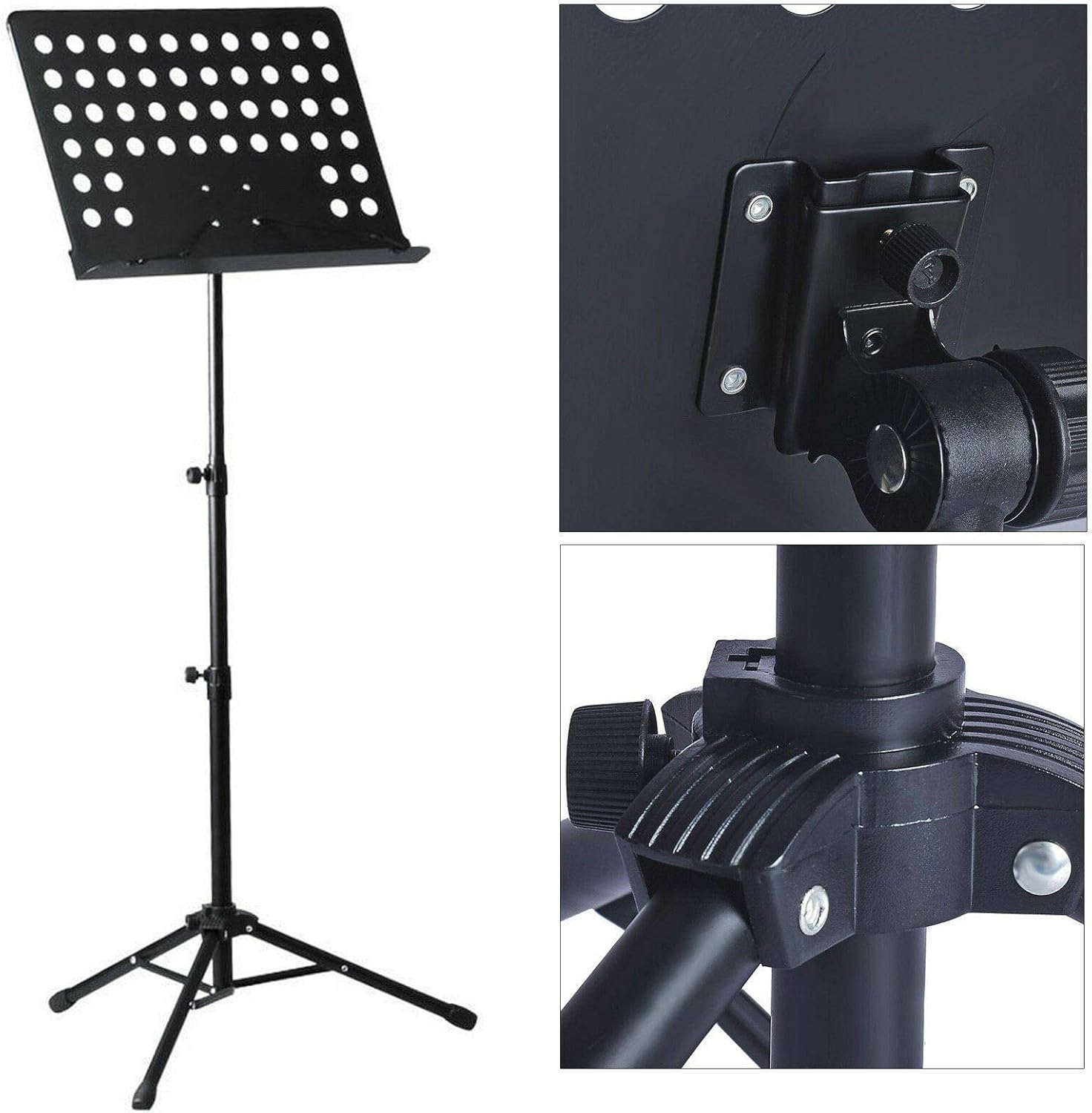 Black Heavy Duty Metal Foldable Music Stand Holder Tripod Orchestral Conductor Sheet-5