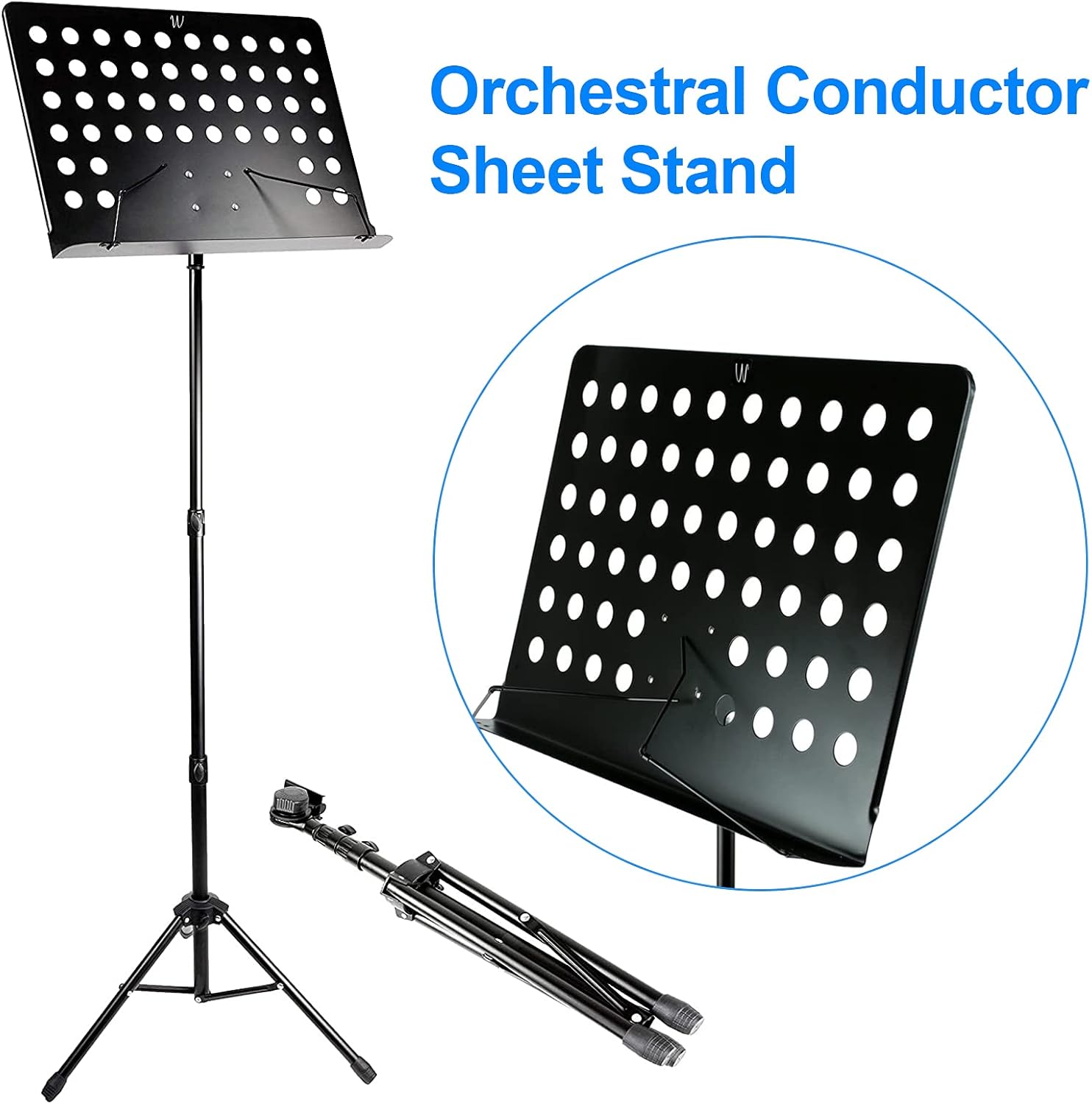 Black Heavy Duty Metal Foldable Music Stand Holder Tripod Orchestral Conductor Sheet-6