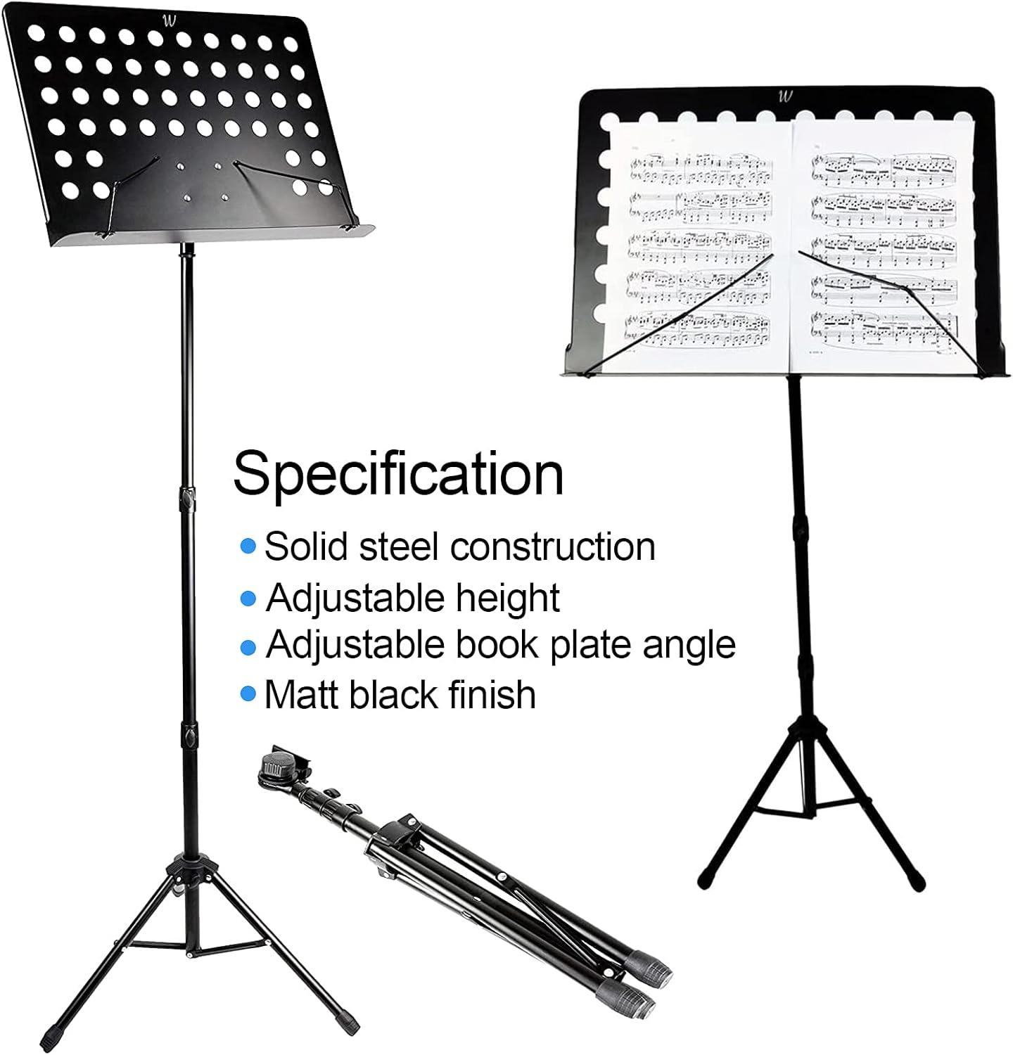 Black Heavy Duty Metal Foldable Music Stand Holder Tripod Orchestral Conductor Sheet-7