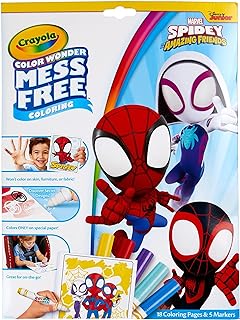 CRAYOLA Color Wonder - Marvel Spidey and His Amazing Friends Mess-Free Colouring Book (Includes 18 Spider Man Colouring Pages & 5 Magic Color Wonder Markers)