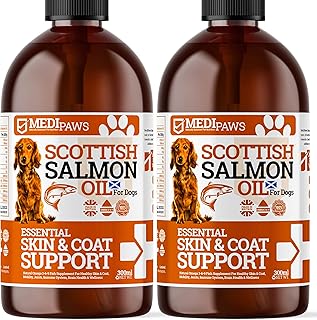 MediPaws Scottish Salmon Oil For Dogs, Cats, Horse, Ferret & Pet - Pure Omega 3, 6 & 9 Fish Oil Food Treats Dog Supplement for Natural Coat, Immune Support, Itchy Skin, Joint & Brain Health