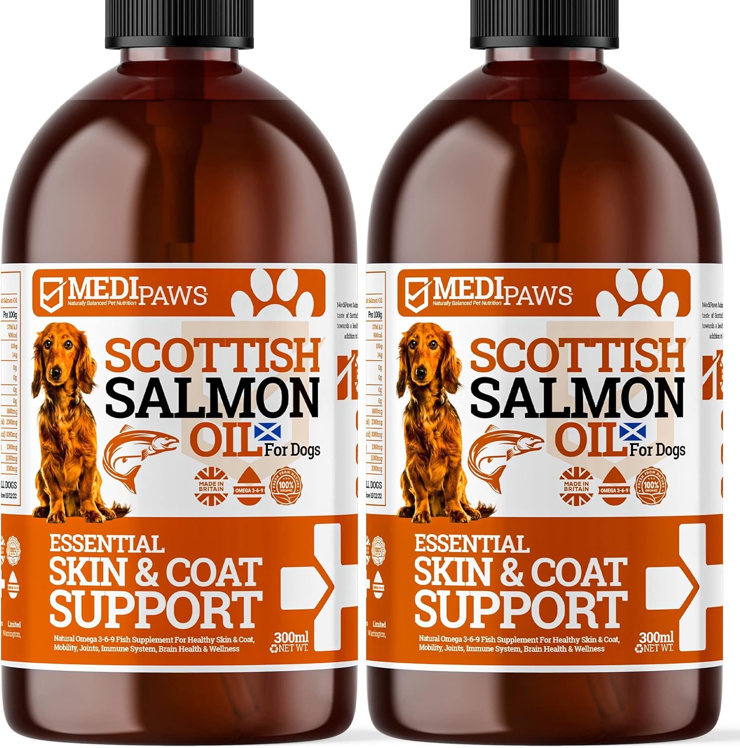 MediPaws Scottish Salmon Oil For Dogs, Cats, Horse, Ferret & Pet - Pure Omega 3, 6 & 9 Fish Oil Food Treats Dog Supplement for Natural Coat, Immune Support, Itchy Skin, Joint & Brain Health-0