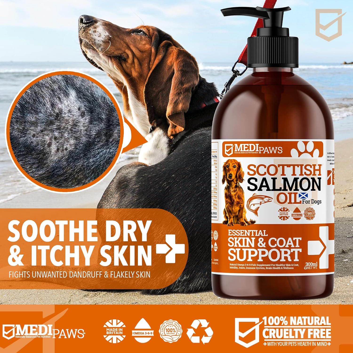 MediPaws Scottish Salmon Oil For Dogs, Cats, Horse, Ferret & Pet - Pure Omega 3, 6 & 9 Fish Oil Food Treats Dog Supplement for Natural Coat, Immune Support, Itchy Skin, Joint & Brain Health-2