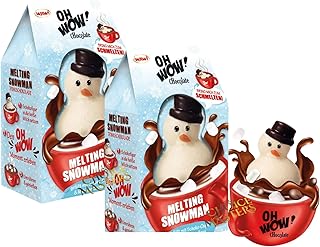 Melting Snowman Hot Chocolate Gift Box - Filled with Milk Chocolate Chips and Mini Marshmallows - 2 pack (2 x75g) - Stocking Filler Secret Santa Gift