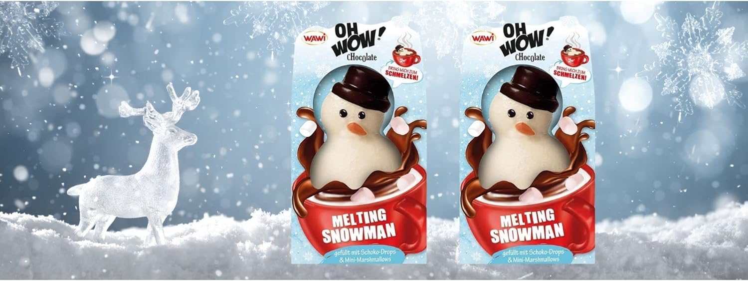 Melting Snowman Hot Chocolate Gift Box - Filled with Milk Chocolate Chips and Mini Marshmallows - 2 pack (2 x75g) - Stocking Filler Secret Santa Gift-4