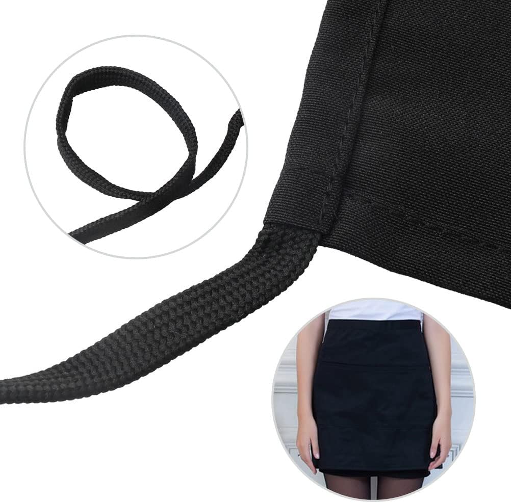 nuoshen 2Pack Waist Apron, Anti-dirt Waist Apron Short Black Apron with Pockets for Home Kitchen Restaurant Work, Waitress, Chef, Waiter, Cooking, Baking, 33*50cm-3