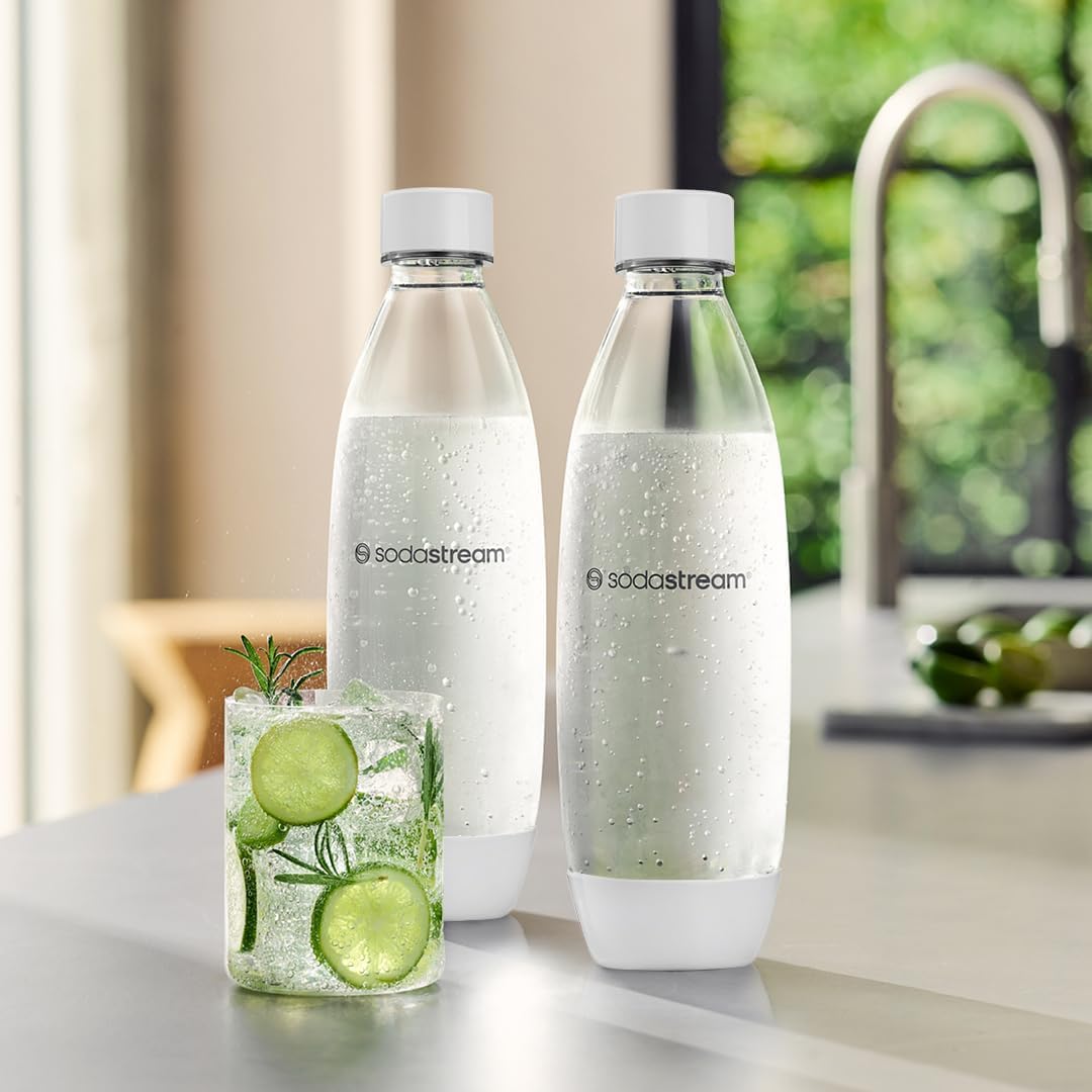 SodaStream 1 Litre Fuse Bottles - White Twin Pack for the Dishwasher-1