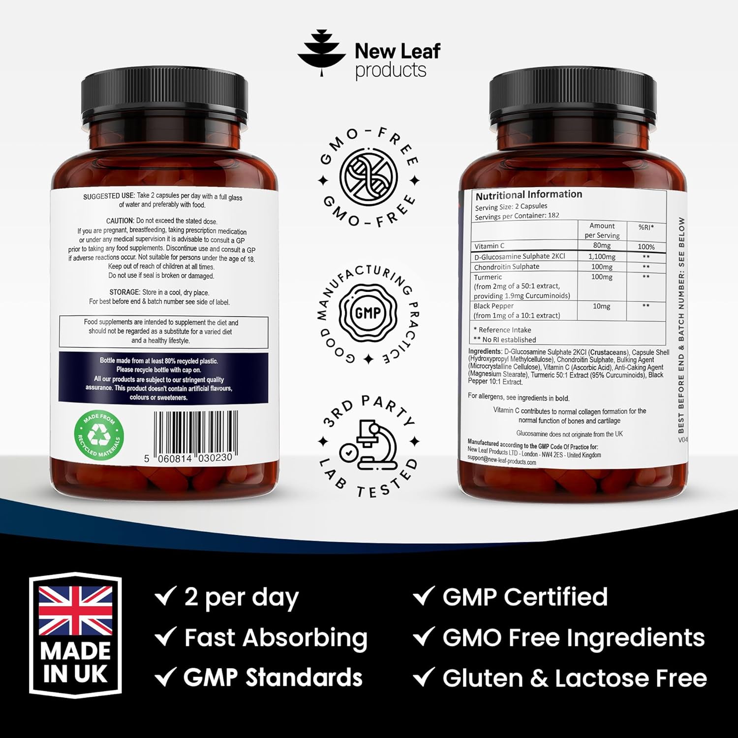 Glucosamine and Chondroitin High Strength - Enriched With Turmeric And Vitamin C - Glucosamine Sulphate Chondroitin Sulphate, Food Supplement - Contributes To The Normal Function of Bones 365 Capsules-5