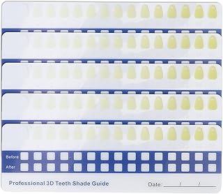 5 Pack Paper Teeth Shade Guide Whitening Comparing Shade Chart, Household Teeth Color Chart Tooth Shade Chart Comparing Card Household Oral Care Supplies for Dentist