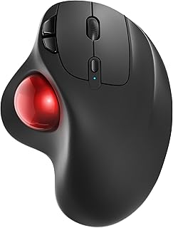 Nulea M501 Wireless Trackball Mouse, Rechargeable Ergonomic Mouse, Easy Thumb Control, Precise & Smooth Tracking, 3 Device Connection (Bluetooth or USB), Compatible for PC, Mac, Windows, Android