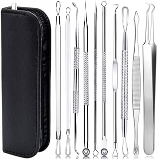 AIBEE 10 Pcs Blackhead Remover Pimple Popper Tool Kit,Comedone Extractor Tools for Acne, Blackhead,Whitehead,Pimples,Spot,Zit Removal Tool on Nose Face Skin